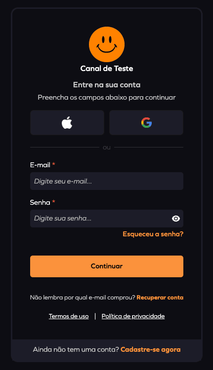 Tela de login do Meaple